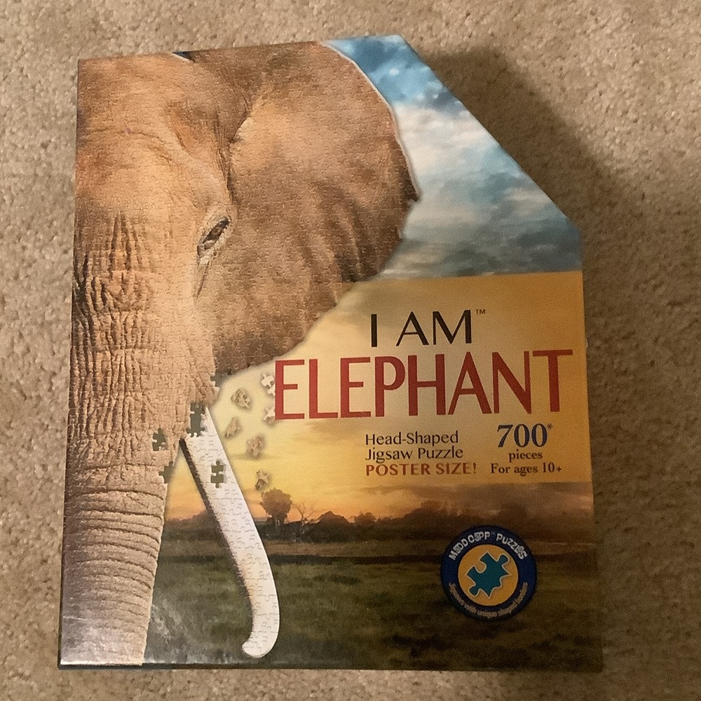 “I Am Elephant” head Shaped Puzzle like new 700 pieces